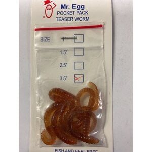 Mr. Egg Mr. Egg Pocket Pack Teaser Worm Rootbeer/Rootbeer Tail 3.5"