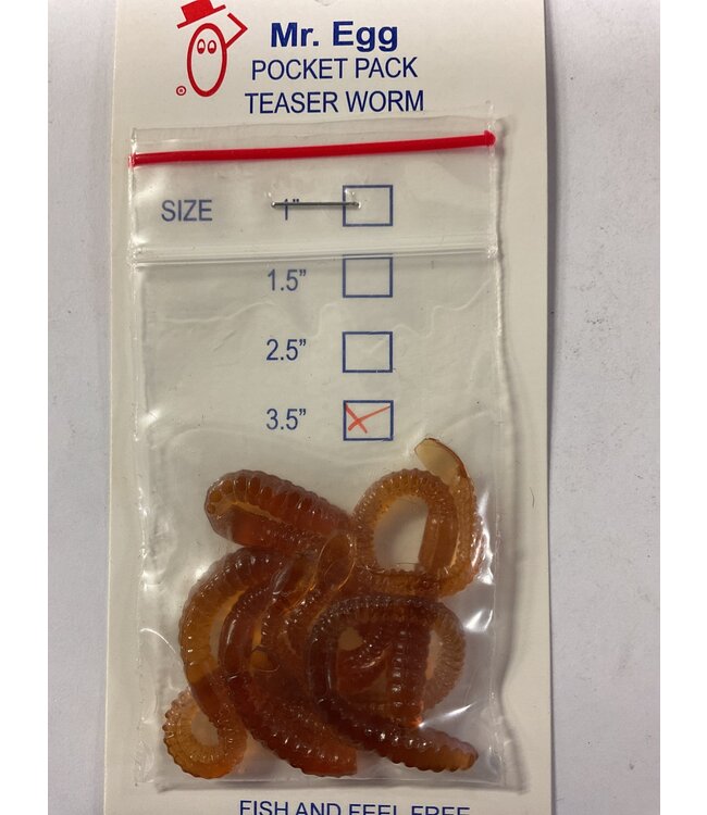 Mr. Egg Mr. Egg Pocket Pack Teaser Worm Rootbeer/Rootbeer Tail 3.5"
