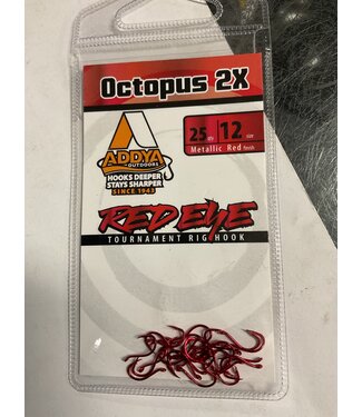 Addya Outdoors Inc. Addya Octopus Hook, Red, Reversed Sz12, 2X - 25PK