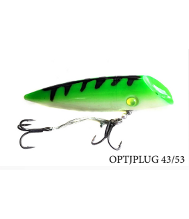 OPTI TACKLE OPTI J-PLUG 5" GREEN TOP/GLOW BELLY /BLACK LADDER