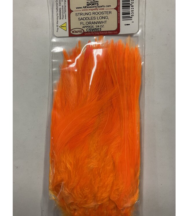 Wapsi (CSW503) STRUNG ROOSTER SADDLES LONG, FL.ORAN/WHT