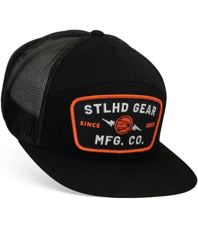STLHD CURRENT BLACK 7 PANEL TRUCKER HAT 1635