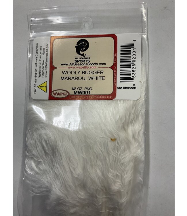 Wapsi (MW001) WOOLY BUGGER MARABOU, WHITE