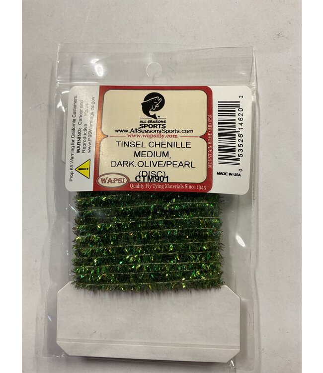 Wapsi (CTM901) TINSEL CHENILLE MEDIUM, DARK.OLIVE/PEARL