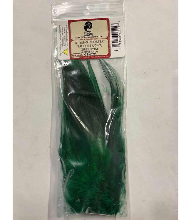 Wapsi (CSN072) STRUNG ROOSTER SADDLES LONG, GREEN/NAT