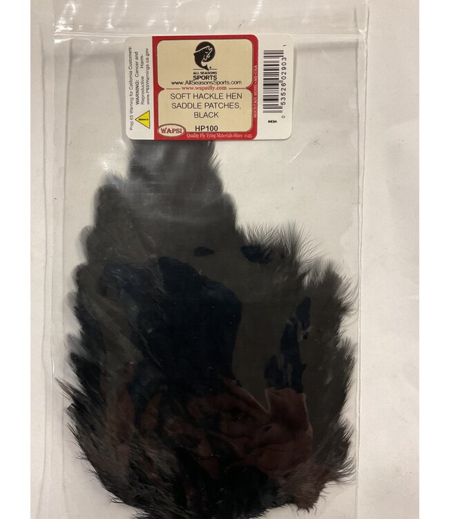 Wapsi (HP100) SOFT HACKLE HEN SADDLE PATCHES, BLACK