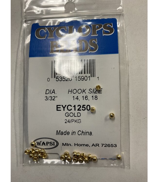 Wapsi CYCLOPS  BEADS 3/32" GOLD PLATED (EYC1250)