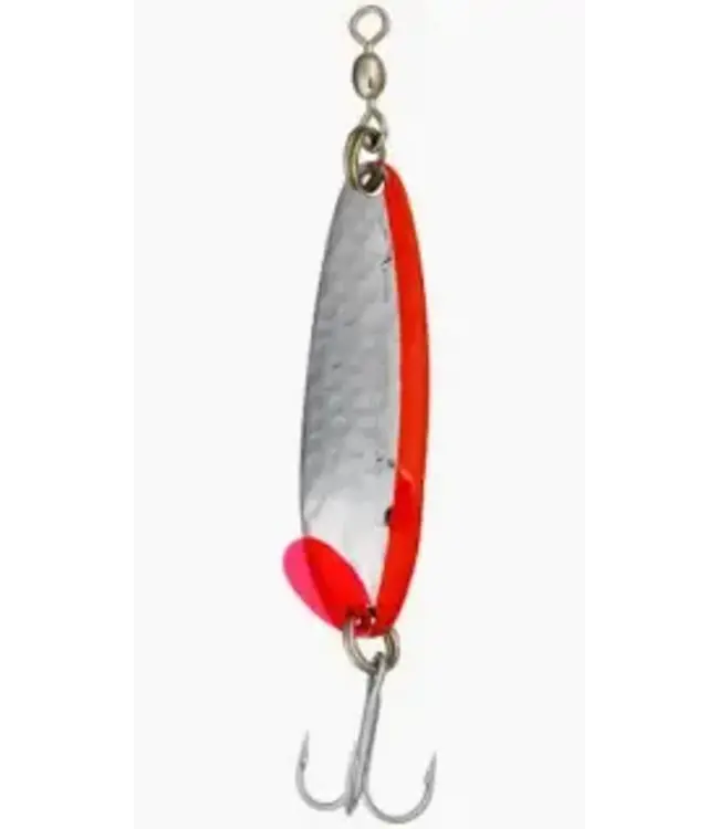 LUHR JENSEN LUHR-JENSEN KROCODILE SPOON 5/8OZ HAMMERED CHROME ORANGE SIDE STRIPE