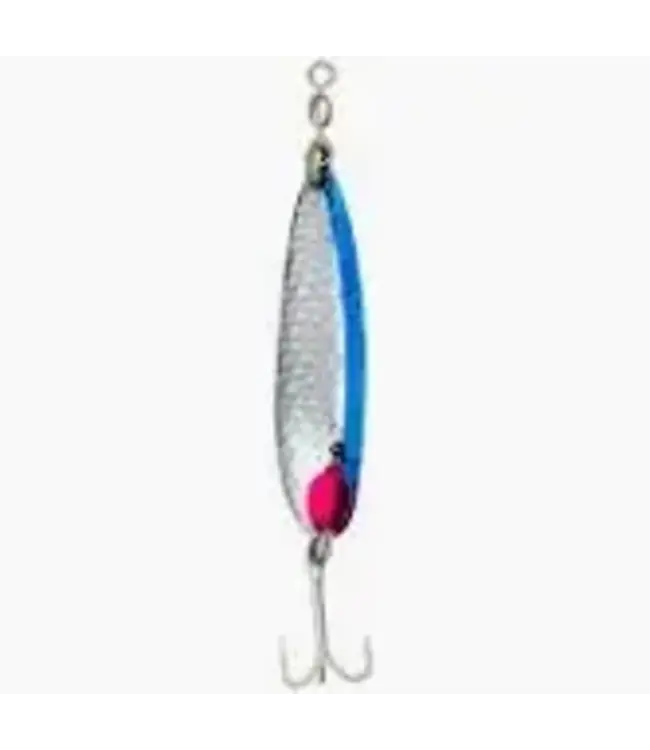 LUHR JENSEN LUHR-JENSEN KROCODILE SPOON 5/8OZ HAMMERED CHROME NEON BLUE SIDE STRIPE