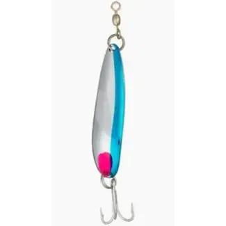 LUHR-JENSEN KROCODILE SPOON 1OZ CHROME/NEON BLUE SIDE STRIPE