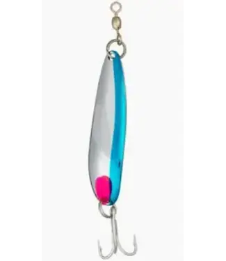 LUHR-JENSEN KROCODILE SPOON 1OZ CHROME/NEON BLUE SIDE STRIPE