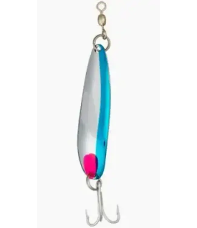 LUHR-JENSEN KROCODILE SPOON 1OZ CHROME/NEON BLUE SIDE STRIPE