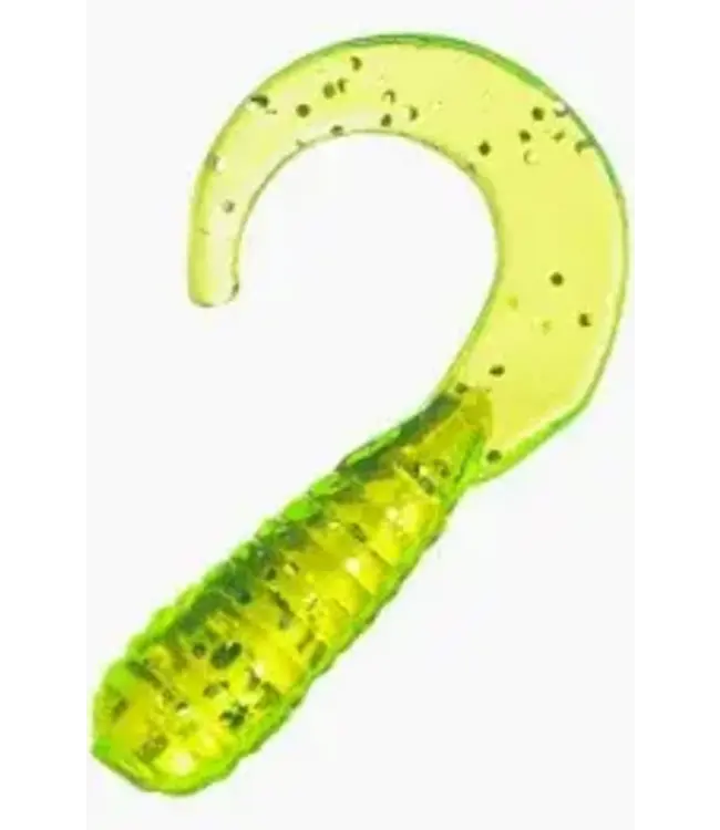 MR. TWISTER 2" Teenie Tail Chartreuse/Silver Flk 20/PK USES 1/16 OZ JIGHEAD (NOT INCLUDED)