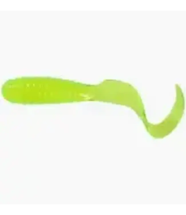 MR. TWISTER 2" Teenie Tail Chartreuse/Silver Flk 20/PK USES 1/16 OZ JIGHEAD (NOT INCLUDED)