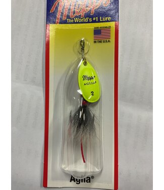 SHELDONS (MEPPS) MEPPS AGLIA DRESSED 1/6OZ, CHARTRUESE,GREY TAIL