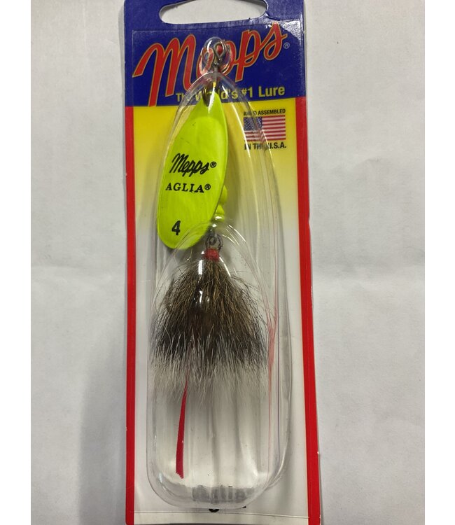 SHELDONS (MEPPS) MEPPS AGILA DRESSED TREBLE 1/3OZ HOT CHARTREUSE, GRAY TAIL