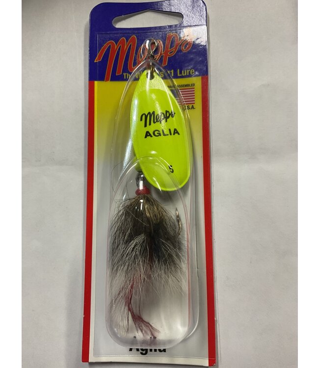 SHELDONS (MEPPS) MEPPS AGILA DRESSED TREBLE 1/2OZ HOT CHARTREUSE, GRAY TAIL