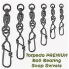 CUDA SINKER INC. Torpedo Premium Ball Bearing Snaps Swivels Size 1 - 95lb 10pk
