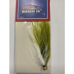 Challenger Lures CHALLENGER MARABOU JIG GOLD HD/OLIVE & WHITE BODY W/FLASH 1/32oz