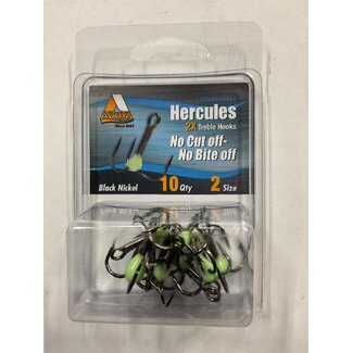 Addya Outdoors Inc. ADDYA HERCULES NO CUT OFF NO BITE BLACK NICKEL TREBLE HOOKS SZ 2 10PK