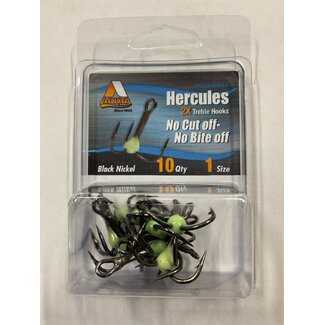 Addya Outdoors Inc. ADDYA HERCULES NO CUT OFF NO BITE BLACK NICKEL TREBLE HOOKS SZ 1 10PK