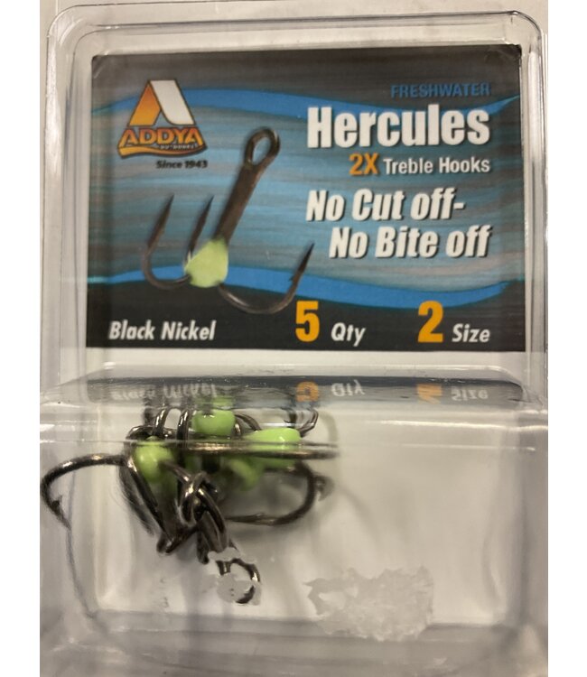 Addya Outdoors Inc. ADDYA HERCULES TREBLE HOOK NO CUT OFF-NO BITE OFF SZ 2 5PK