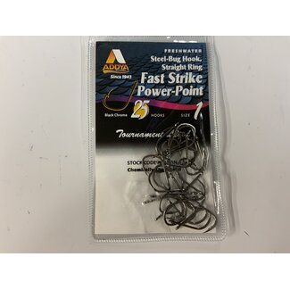 Addya Outdoors Inc. ADDYA STEEL-BUG HOOK, STRAIGHT RING FAST STRIKE POWER POINT SZ 1 25PK