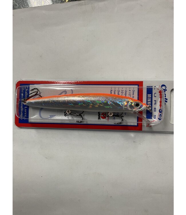 Challenger Lures EG033-SOW CHALLENGER MINNOW 4-1/2" 3/8OZ SILVER ORANGE BACK WHITE BELLY