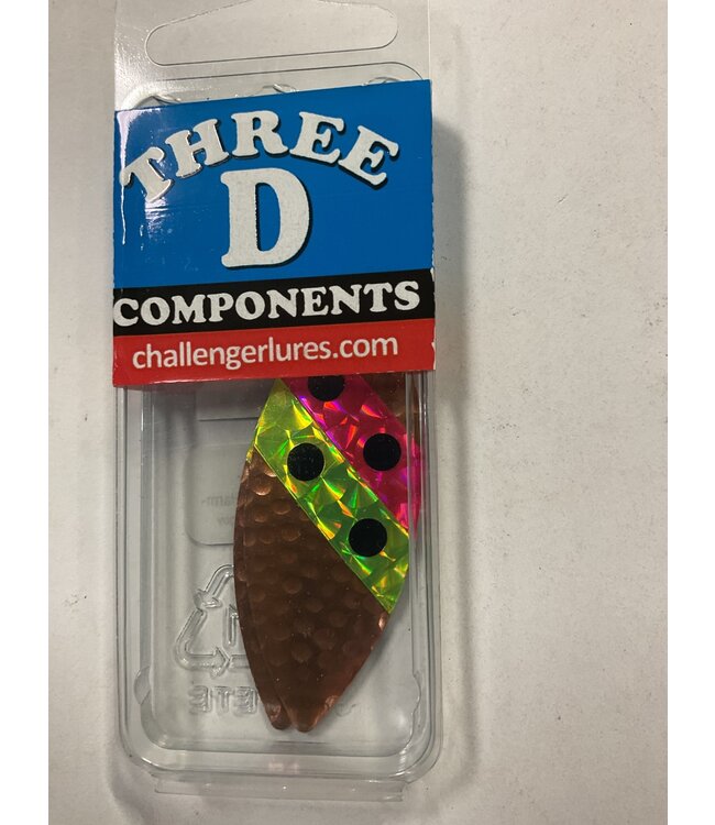 Three D Worm Harness (3DBLWIL4.5-CWTM) THREE-D BLADES 2pk #4.5 WILLOW HAM/COPPER/WATERMELON