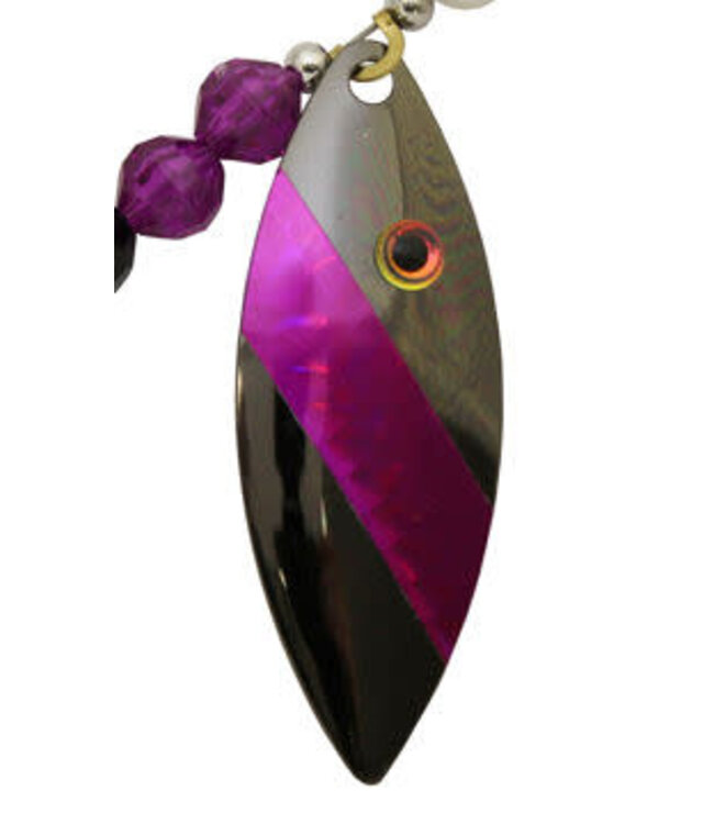 Three D Worm Harness THREE-D BLADES 2pk #4.5 WILLOW BLACK / PURPLE W/EYE (3DBLWIL4.5-BKPU)