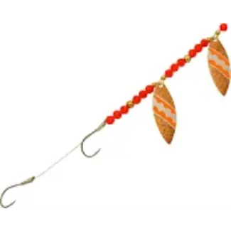 Three D Worm Harness THREE-D WORM HARNESS HAMM.COPPER BLD/ORANGE&SILVERCHIP TAPE #4 TANDEM WILLOWLEAF (WT4-CSIO)