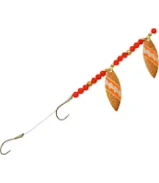 Three D Worm Harness (WT4-CSIO) THREE-D WORM HARNESS HAMM.COPPER BLD/ORANGE&SILVERCHIP TAPE,#4 TANDEM WILLOWLEAF