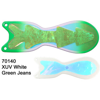 DREAMWEAVER LURE COMPANY DREAMWEAVER SPIN DOCTOR FLASHER 10" WHITE XUV GREEN JEANS (SD70140L-10)