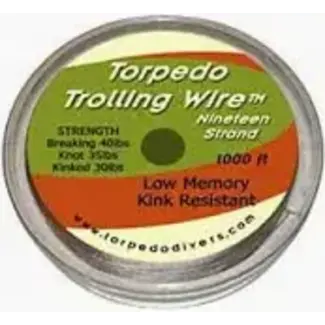 Torpedo Torpedo Trolling Wire 19-Strand 1000FT Breaking Strength #40