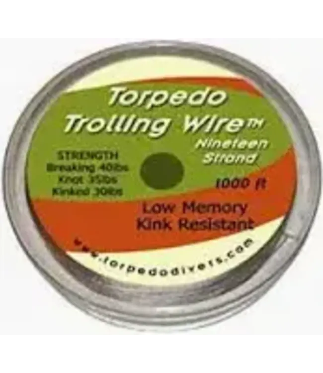Torpedo Trolling Wire 19-Strand 1000FT Breaking Strength #40