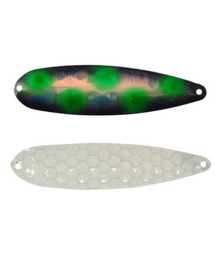 DREAMWEAVER LURE COMPANY DREAMWEAVER MAGNUM SPOON - EXCLUSIVE COLOR - BIG ZITS - WHITE BACK (M-EC-BZ-WB)