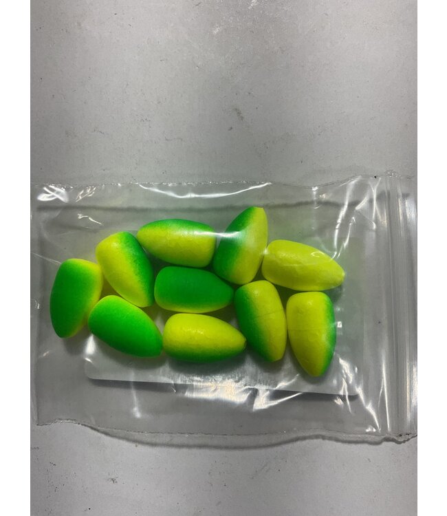 WORM HARNESS FLOATIES - GREEN/CHARTREUSE 10/PK