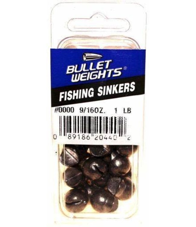 BULLET WEIGHT REUSABLE SPLIT SHOT 9/16 OZ LEAD 1#  30pc NYS LEGAL