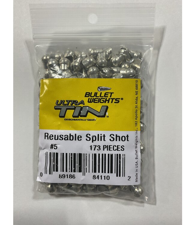 BULLET WEIGHTS INC. BULLET WEIGHTS ULTRA TIN REUSABLE SPLIT SHOT #5 173PC