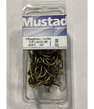 Mustad MUSTAD 94151-BR SZ 1/0 O'SHAUGHNESSY-LIVE BAIT 100PK