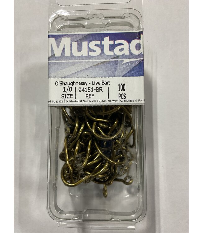 Mustad MUSTAD 94151-BR SZ 1/0 O'SHAUGHNESSY-LIVE BAIT 100PK