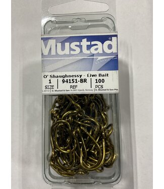 MUSTAD 94151-BR SZ 1 O'SHAUGHNESSY-LIVE BAIT 100PK