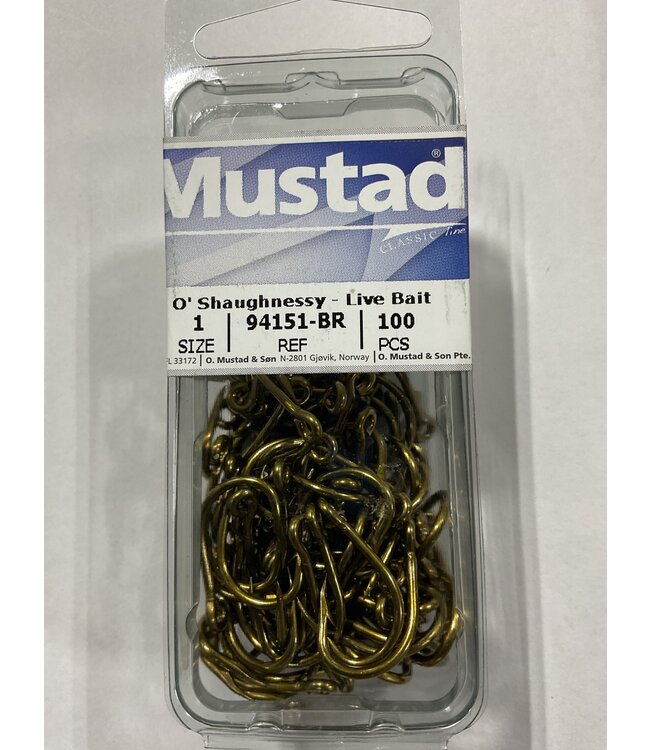 MUSTAD 94151-BR SZ 1 O'SHAUGHNESSY-LIVE BAIT 100PK