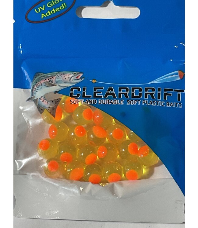 Cleardrift Embryo Soft Bead Clear Chartreuse / Orange Dot 10 mm