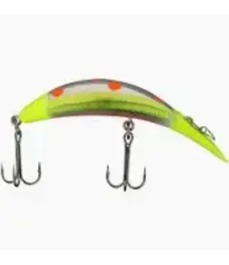 YAKIMA BAIT COMPANY YAKIMA FLATFISH M2 DOUBLE TROUBLE CHROME ORANGE DOT