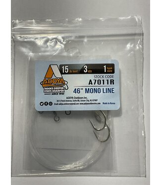 ADDYA PRE-RIGGED HOOKS A701-BR-1, 46" MONO LINE LEADER