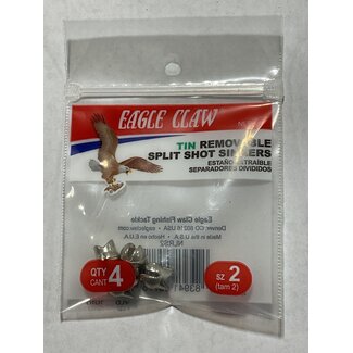 EAGLE CLAW SZ-2 NON-LEAD REMOVABLE SPLIT-SHOT SINKERS 4/BAG