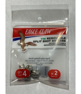 EAGLE CLAW SZ-2 NON-LEAD REMOVABLE SPLIT-SHOT SINKERS 4/BAG