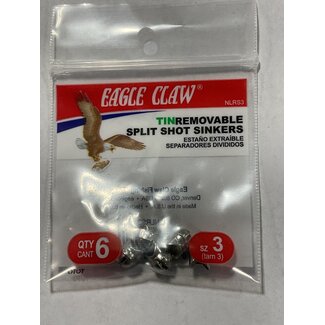 Eagle Claw EAGLE CLAW SZ-3 NON-LEAD REMOVABLE SPLIT-SHOT SINKERS  6/BAG