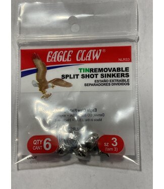 Eagle Claw EAGLE CLAW SZ-3 NON-LEAD REMOVABLE SPLIT-SHOT SINKERS  6/BAG